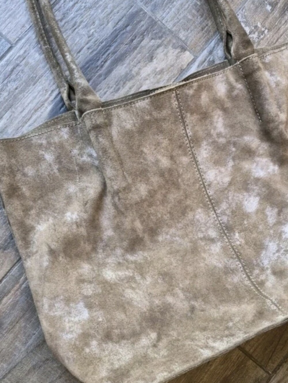 Hammitt Brown Metallic Shimmer Suede Brushed Gold Rivets Oliver Tote Bag - Picture 14 of 15